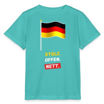 Stolz. Offen. Nett. - Fahne Schwarz Rot Gold - Stanley/Stella Kinder T-Shirt MINI CREATOR  - Poolblau - Vorne