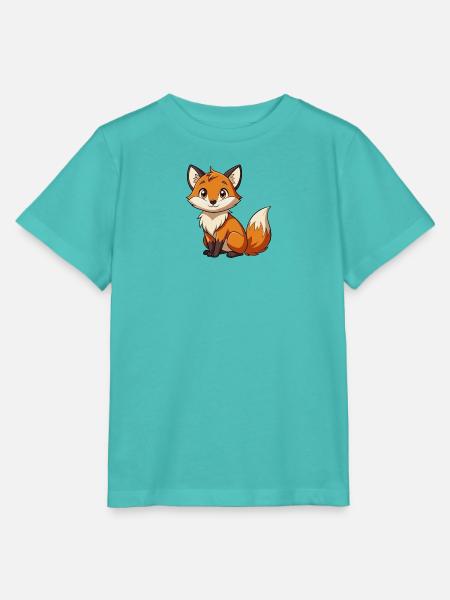 Kuscheliger Fuchs Cartoon Print - Stanley/Stella Kinder T-Shirt MINI CREATOR - Poolblau