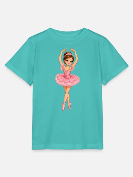 Rosa Balletttänzerin Design - Stanley/Stella Kinder T-Shirt MINI CREATOR - Poolblau