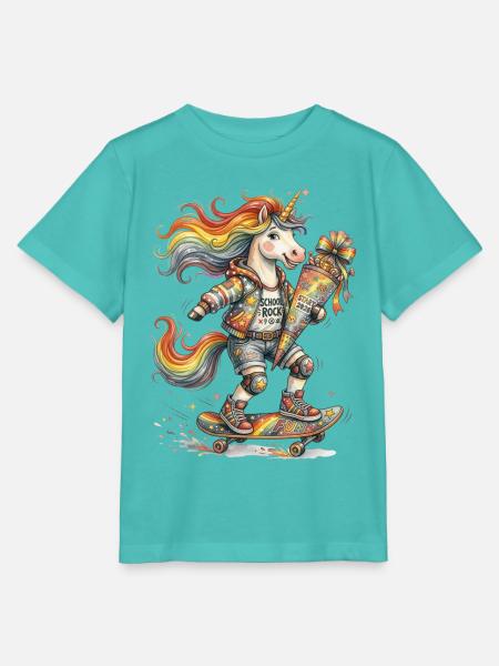 Skater Einhorn Schulanfang 2026 - Stanley/Stella Kinder T-Shirt MINI CREATOR - Poolblau
