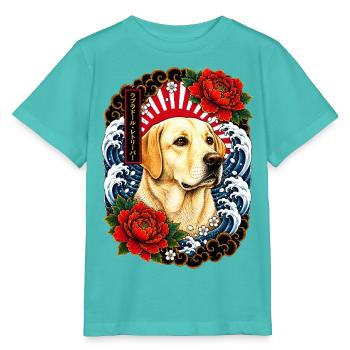 Labrador Retriever im Japan Tattoo Stil - Stanley/Stella Kinder T-Shirt MINI CREATOR  - Poolblau - Vorne