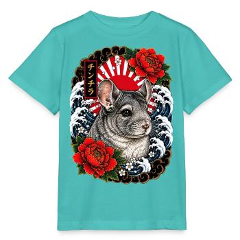 Chinchilla im japanischen Irezumi Tattoo Stil - Stanley/Stella Kinder T-Shirt MINI CREATOR  - Poolblau - Vorne