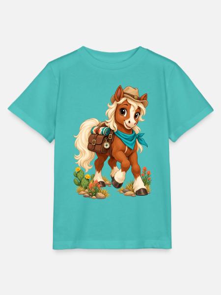 Pony-Wanderer im Westernlook - Stanley/Stella Kinder T-Shirt MINI CREATOR - Poolblau
