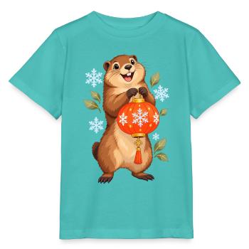Winterwald Wächter mit Laterne - Stanley/Stella Kinder T-Shirt MINI CREATOR  - Poolblau - Vorne