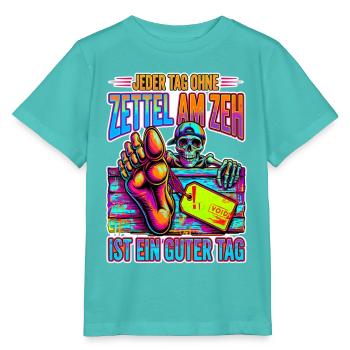 Neon Skelett Zeh Zettel - Stanley/Stella Kinder T-Shirt MINI CREATOR  - Poolblau - Vorne
