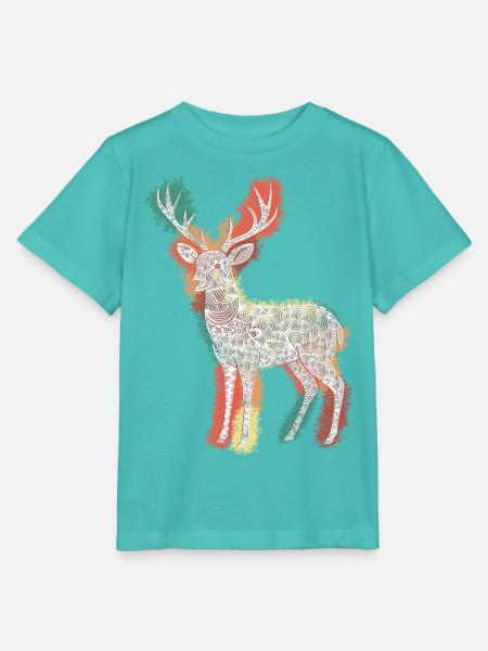 Zentangle-Rehbock - Stanley/Stella Kinder T-Shirt MINI CREATOR - Poolblau