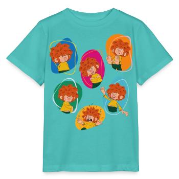 Pumuckl Zeigt Verschiedene Emotionen - Stanley/Stella Kinder T-Shirt MINI CREATOR  - Poolblau - Vorne