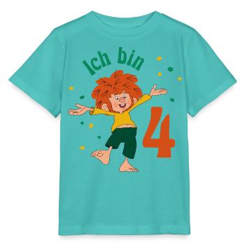 Pumuckl Ich Bin Vier Geburtstagsmotiv - Stanley/Stella Kinder T-Shirt MINI CREATOR  - Poolblau - Vorne