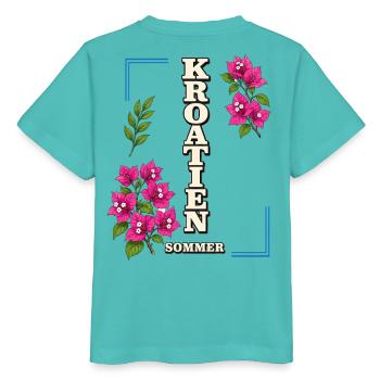 Kroatien Sommer mit Bougainvillea-Blüten - Stanley/Stella Kinder T-Shirt MINI CREATOR  - Poolblau - Hinten