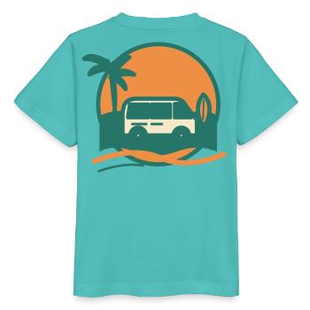 Sonnenuntergang Surfbus am Strand - Stanley/Stella Kinder T-Shirt MINI CREATOR  - Poolblau - Hinten