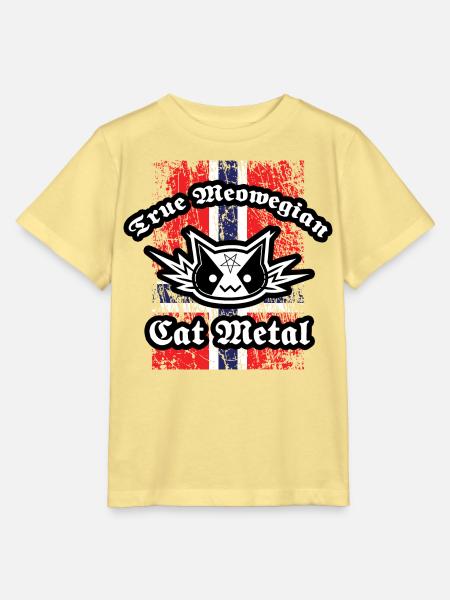 True Meowegian Cat Metal - Norwegische Flagge - Stanley/Stella Kinder T-Shirt MINI CREATOR - Gelb Viva