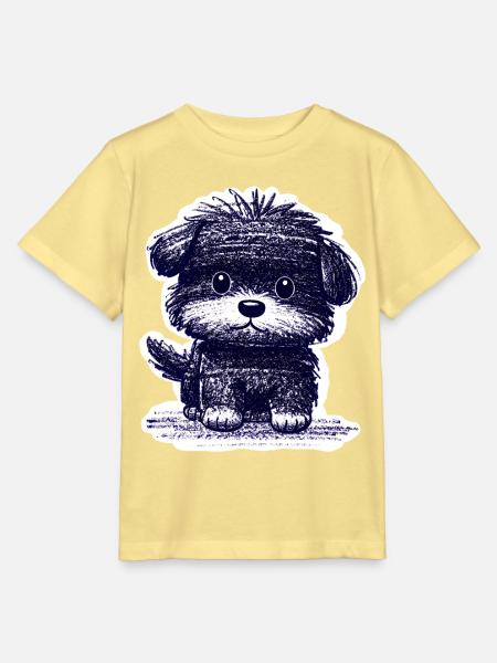 Wuscheliges Hündchen (Blau) - Stanley/Stella Kinder T-Shirt MINI CREATOR - Gelb Viva