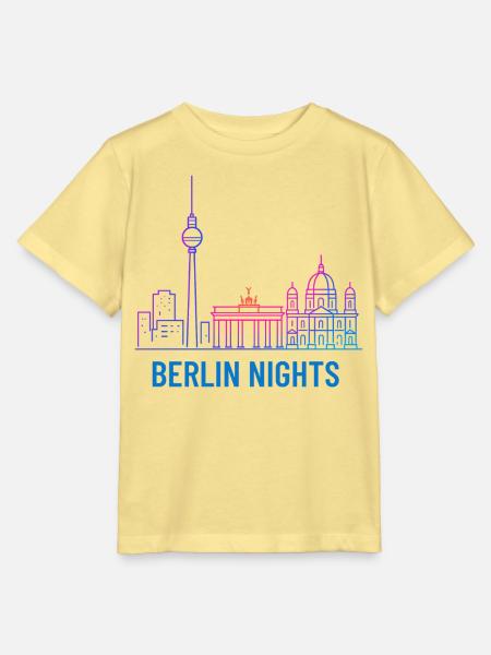 Berlin Nights Neon Skyline - Stanley/Stella Kinder T-Shirt MINI CREATOR - Gelb Viva