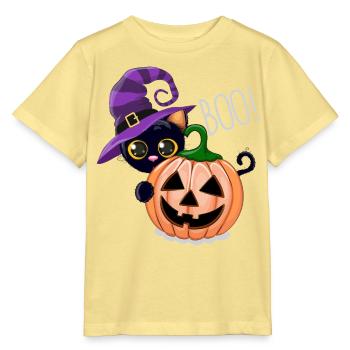 Pumpkin Boo Hexenkatze - Stanley/Stella Kinder T-Shirt MINI CREATOR  - Gelb Viva  - Vorne