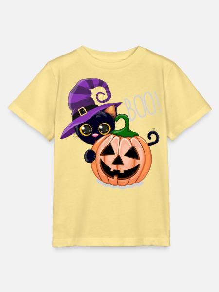 Pumpkin Boo Hexenkatze - Stanley/Stella Kinder T-Shirt MINI CREATOR - Gelb Viva