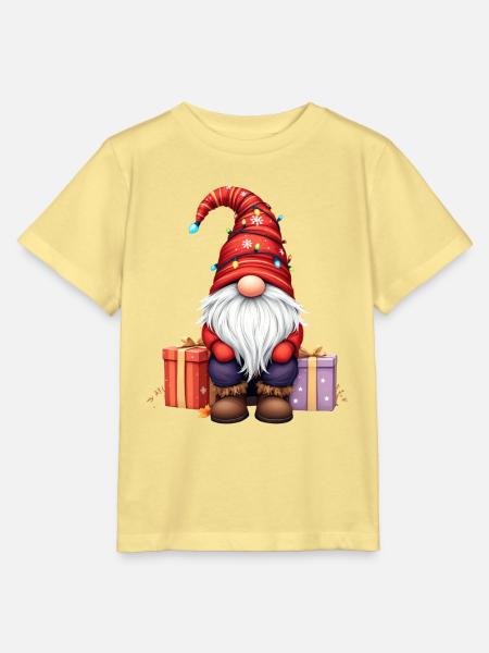 Weihnachtswichtel Mit Lichterkette Und Paketen - Stanley/Stella Kinder T-Shirt MINI CREATOR - Gelb Viva