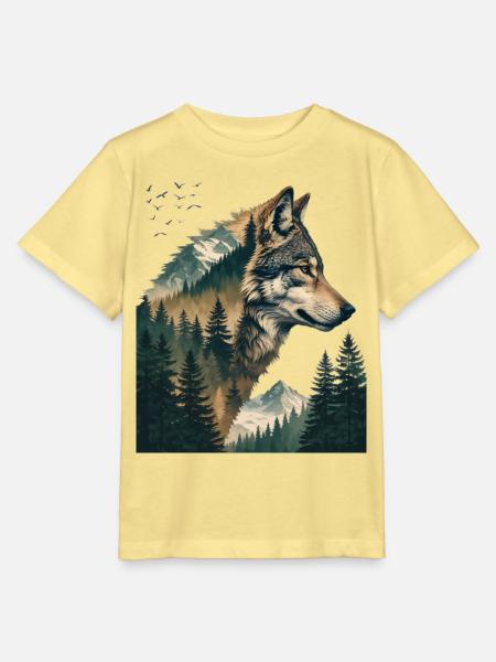 Waldwolf Doppelbelichtung - Stanley/Stella Kinder T-Shirt MINI CREATOR - Gelb Viva