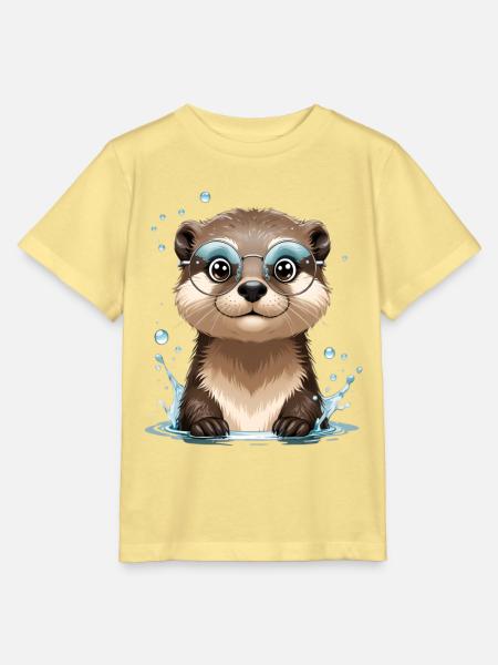 Brillen-Otter im Wasserspiel - Stanley/Stella Kinder T-Shirt MINI CREATOR - Gelb Viva
