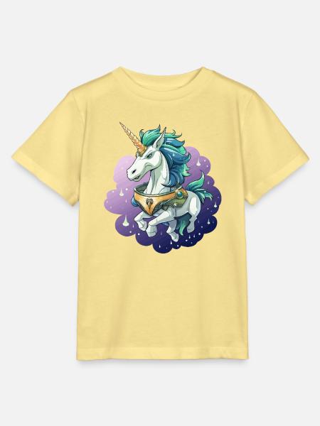 Kosmischer Einhorn im Sternenmeer - Stanley/Stella Kinder T-Shirt MINI CREATOR  - Gelb Viva 