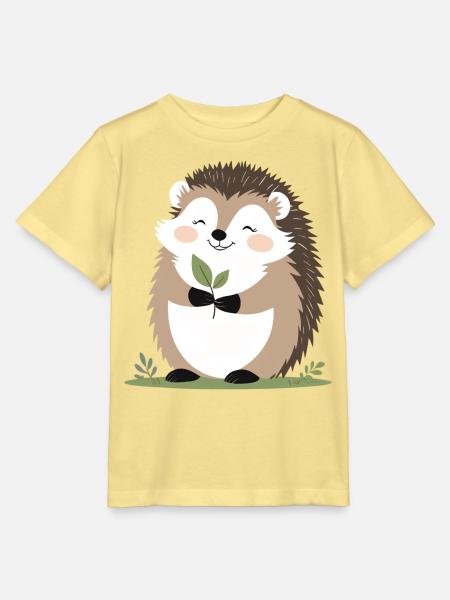 Süßer Igel mit Blatt - Stanley/Stella Kinder T-Shirt MINI CREATOR - Gelb Viva