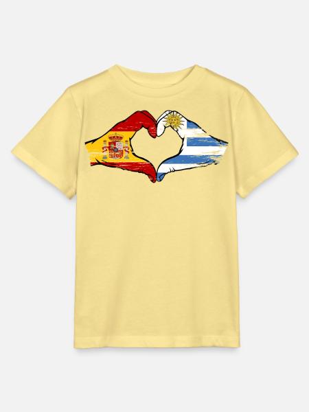 Flaggenherz Spanien Uruguay used - Stanley/Stella Kinder T-Shirt MINI CREATOR - Gelb Viva