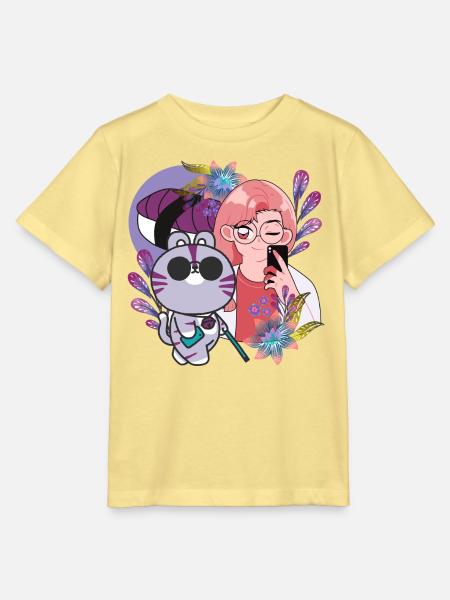 Kawaii-Selfie & Sehbehinderte Katze - Stanley/Stella Kinder T-Shirt MINI CREATOR - Gelb Viva