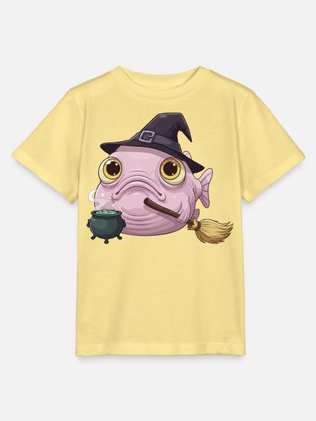 Lustiger Blobfisch - Hexenhut und Zauberkessel - Stanley/Stella Kinder T-Shirt MINI CREATOR  - Gelb Viva 