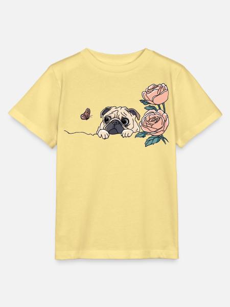 Mops mit Schmetterling - Stanley/Stella Kinder T-Shirt MINI CREATOR  - Gelb Viva 