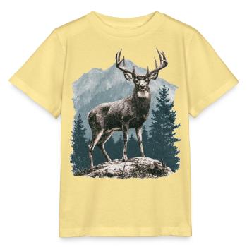 Hirsch mit Geweih - Stanley/Stella Kinder T-Shirt MINI CREATOR  - Gelb Viva  - Vorne