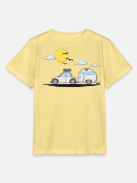 Wohnwagen Auto mit Anhänger - Stanley/Stella Kinder T-Shirt MINI CREATOR  - Gelb Viva 