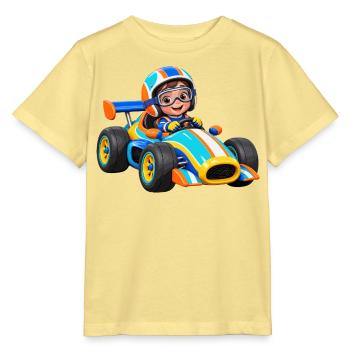 Kleiner Rennfahrer im Go-Kart - Stanley/Stella Kinder T-Shirt MINI CREATOR  - Gelb Viva  - Vorne