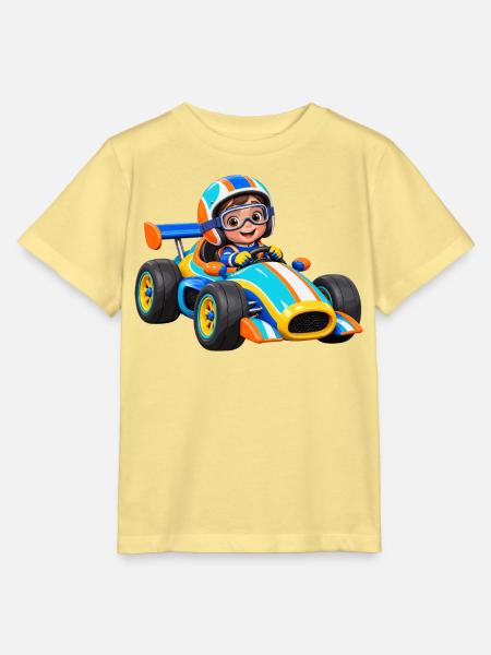 Kleiner Rennfahrer im Go-Kart - Stanley/Stella Kinder T-Shirt MINI CREATOR - Gelb Viva