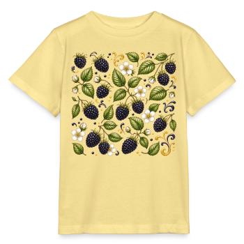 Brombeeren Muster Beeren Wald Botanisch Früchte - Stanley/Stella Kinder T-Shirt MINI CREATOR  - Gelb Viva  - Vorne