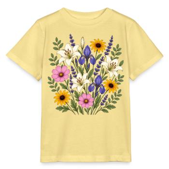 Weisse Lilie violette Iris Lavendel Cottagecore - Stanley/Stella Kinder T-Shirt MINI CREATOR  - Gelb Viva  - Vorne