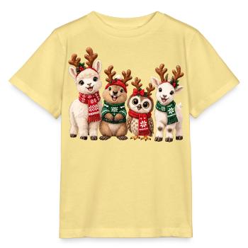 Lustige Weihnachtstiere mit Rentiergeweih - Stanley/Stella Kinder T-Shirt MINI CREATOR  - Gelb Viva  - Vorne