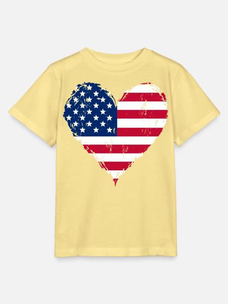 USA Herzflagge Grunge - Stanley/Stella Kinder T-Shirt MINI CREATOR - Gelb Viva