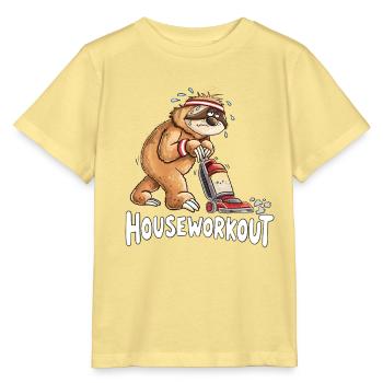 Houseworkout Faultier Staubsauger Hausarbeit Humor - Stanley/Stella Kinder T-Shirt MINI CREATOR  - Gelb Viva  - Vorne