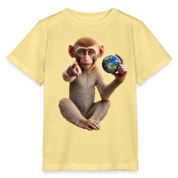 Affe-mit-Erdkugel - Stanley/Stella Kinder T-Shirt MINI CREATOR  - Gelb Viva  - Vorne