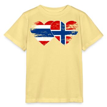 Thailand Norwegen Flagge Herzform used look - Stanley/Stella Kinder T-Shirt MINI CREATOR  - Gelb Viva  - Vorne