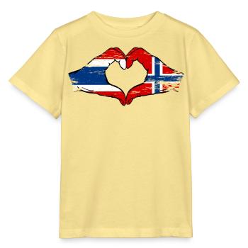 Thailand Schweden Flagge Hände Herzform used look - Stanley/Stella Kinder T-Shirt MINI CREATOR  - Gelb Viva  - Vorne