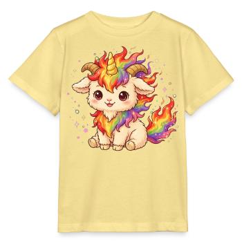 Unicorn Fire Goat Shirt Einhorn Feuer Ziege  - Stanley/Stella Kinder T-Shirt MINI CREATOR  - Gelb Viva  - Vorne