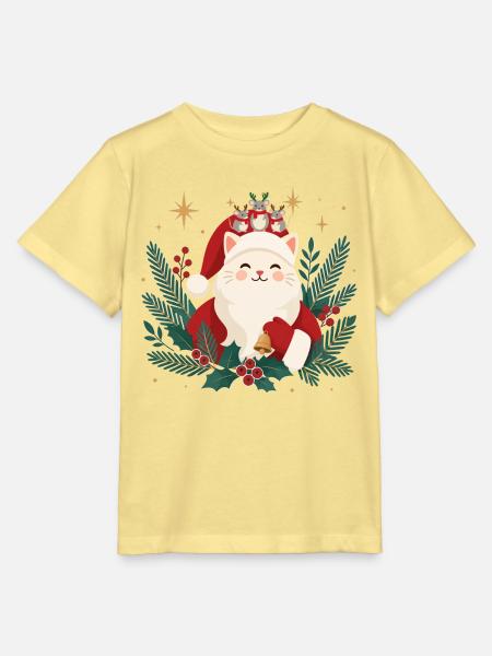 Weihnachtskatze mit Mäusen - Stanley/Stella Kinder T-Shirt MINI CREATOR - Gelb Viva