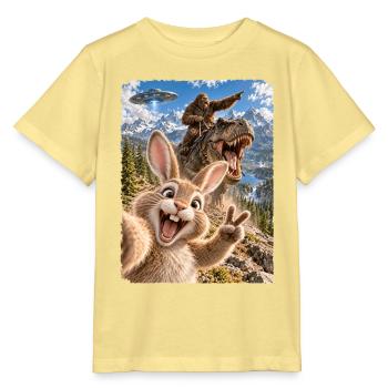 Osterhase Selfie mit Bigfoot, T-Rex, UFO - Stanley/Stella Kinder T-Shirt MINI CREATOR  - Gelb Viva  - Vorne