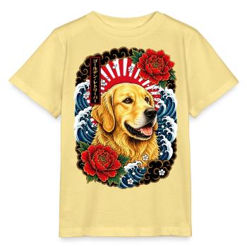 Golden Retriever im japanischen Tattoo Stil - Stanley/Stella Kinder T-Shirt MINI CREATOR  - Gelb Viva  - Vorne