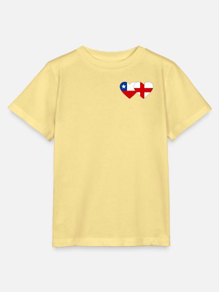 Chile England Flagge Herz  - Stanley/Stella Kinder T-Shirt MINI CREATOR  - Gelb Viva 