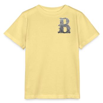 La lettre B Ornée Florale Métallique argenté  - T-shirt bio MINI CREATOR Stanley/Stella Enfant - jaune viva  - Devant