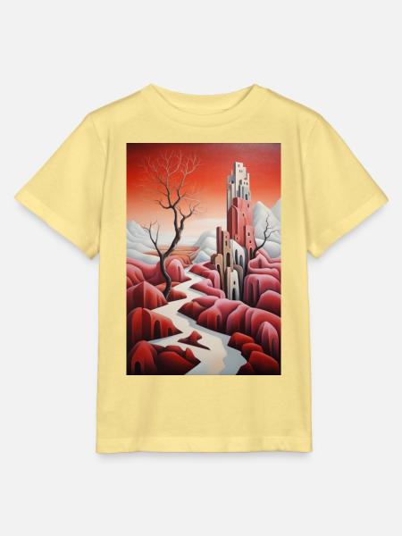 Verschneite Fantasielandschaft - Stanley/Stella Kinder T-Shirt MINI CREATOR - Gelb Viva