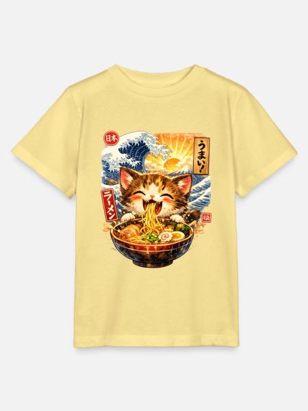 Ramen is Life Noodle Cat - Stanley/Stella Kinder T-Shirt MINI CREATOR - Gelb Viva