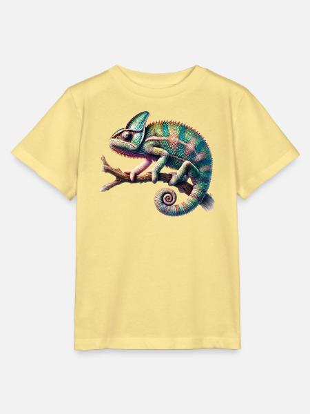faszinierendes lebendiges Chamäleon-Motiv - Stanley/Stella Kinder T-Shirt MINI CREATOR  - Gelb Viva 