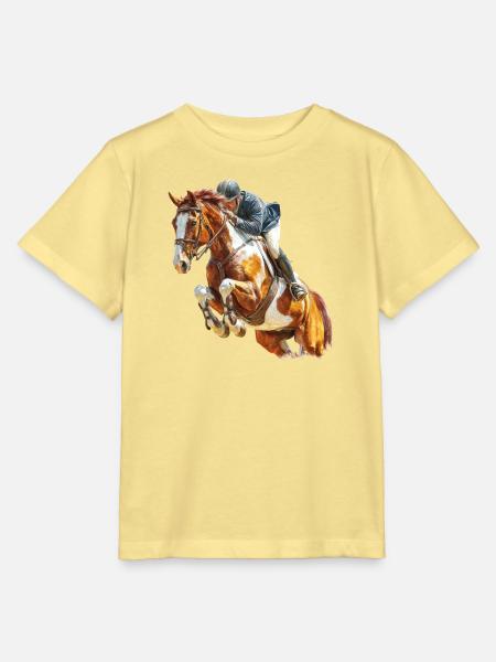 Galoppierender Reiter im Sprung - Stanley/Stella Kinder T-Shirt MINI CREATOR  - Gelb Viva 